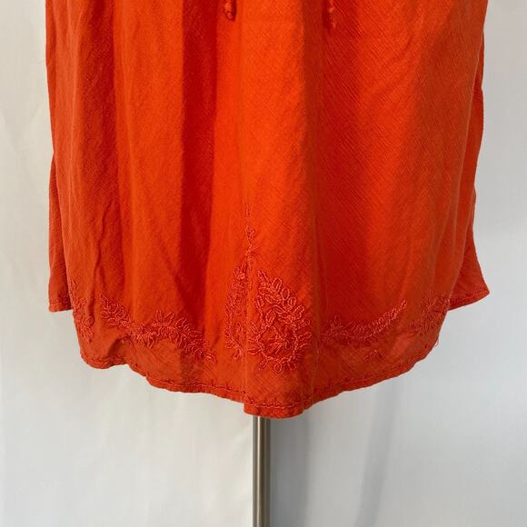 Boho Skirt Plus Size 2X Orange Solid Embroidered Pull On Lagenlook Y2K Fairy - Picture 4 of 13